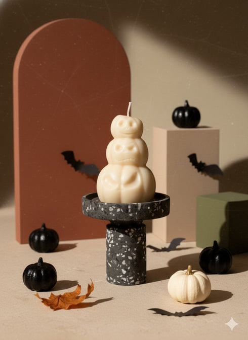 3" Ivory Unscented Dimensional Pumpkin Candle