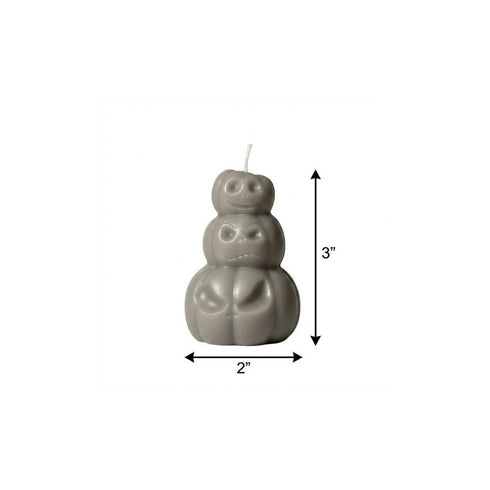 3" Gray Unscented Dimensional Pumpkin Candle