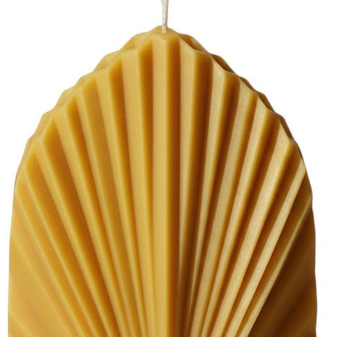 6" Gold Mahogany And Teakwood Scented Dimensional Palm Leaf Candle