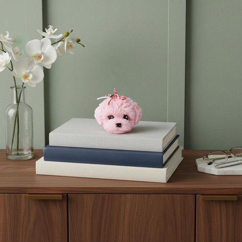 2" Pink Cashmere Plum Scented Dimensional Dog Candle