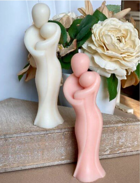 2" White Unscented Mother And Child Dimensional Candle