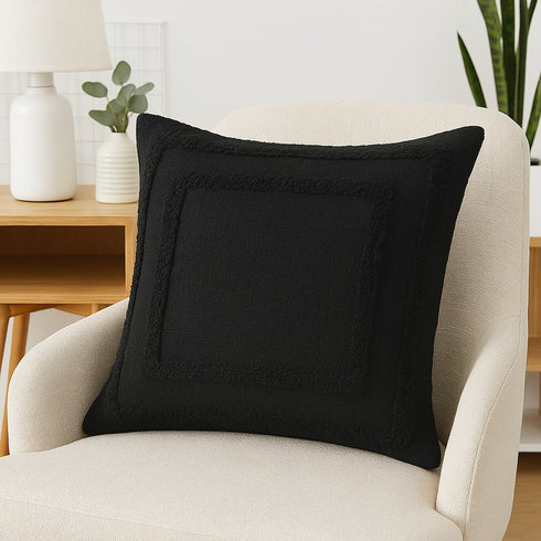 20" Black And Charcoal Geometric Cotton Throw Pillow Cover