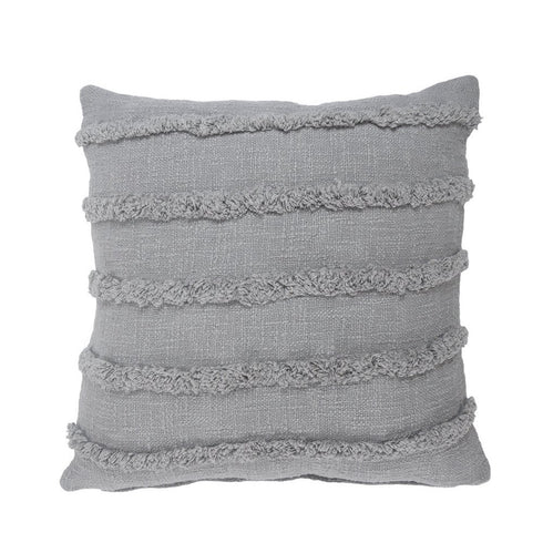 20" Gray And Cool Gray Striped Cotton Throw Pillow Cover