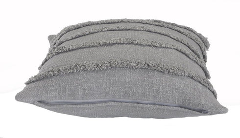 20" Gray And Cool Gray Striped Cotton Throw Pillow Cover