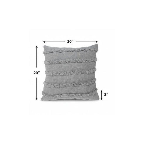 20" Gray And Cool Gray Striped Cotton Throw Pillow Cover
