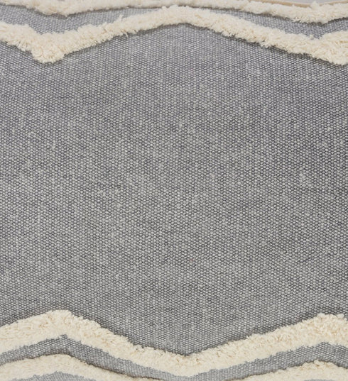 20" Gray And Cool Gray Geometric Cotton Throw Pillow Cover