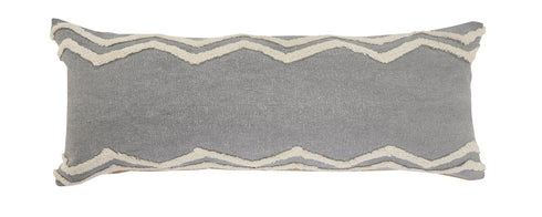 36" X 14" Gray And Cool Gray Lumbar Geometric Cotton Throw Pillow Cover