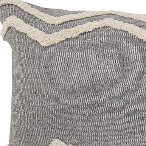 36" X 14" Gray And Cool Gray Lumbar Geometric Cotton Throw Pillow Cover