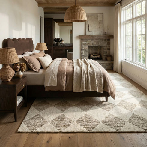 9' X 12' Brown And Beige Geometric Area Rug