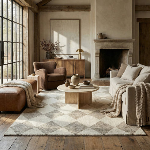 9' X 12' Brown And Beige Geometric Area Rug