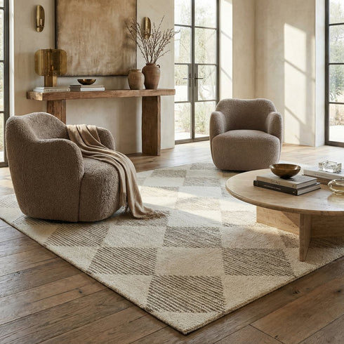 9' X 12' Brown And Beige Geometric Area Rug