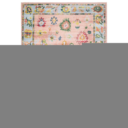 8' X 10' Pink And Blue Oriental Washable Area Rug