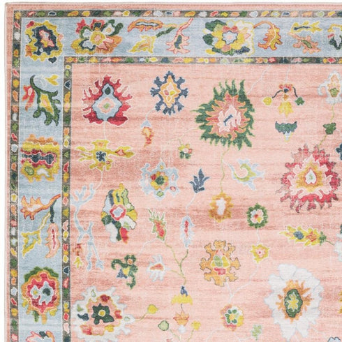 8' X 10' Pink And Blue Oriental Washable Area Rug