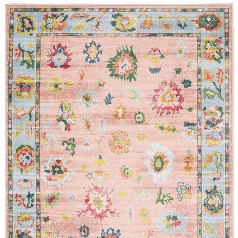 8' X 10' Pink And Blue Oriental Washable Area Rug