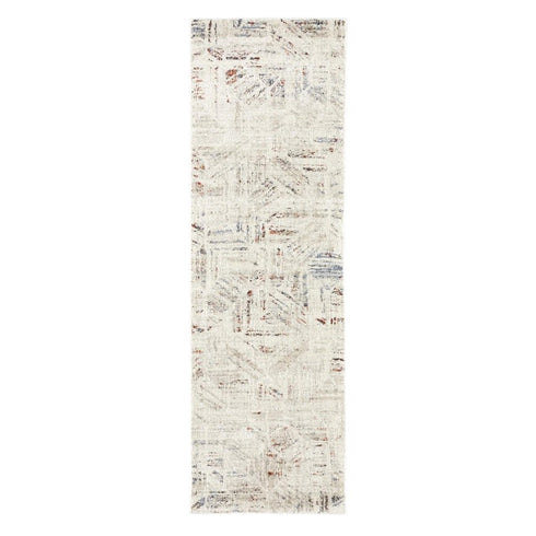 8' X 10' Beige And Blue Geometric Area Rug
