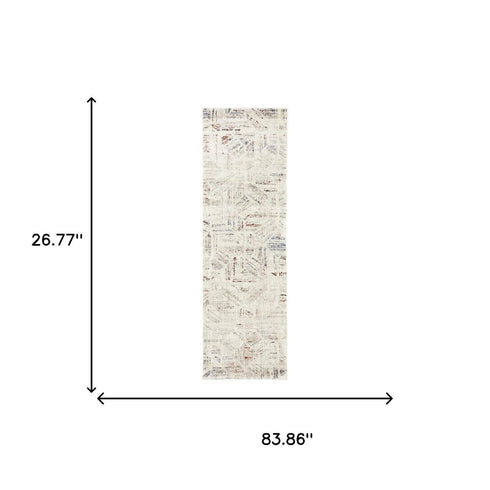 8' X 10' Beige And Blue Geometric Area Rug