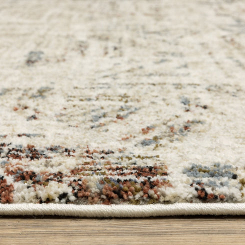 8' X 10' Beige And Blue Geometric Area Rug