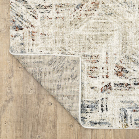 8' X 10' Beige And Blue Geometric Area Rug