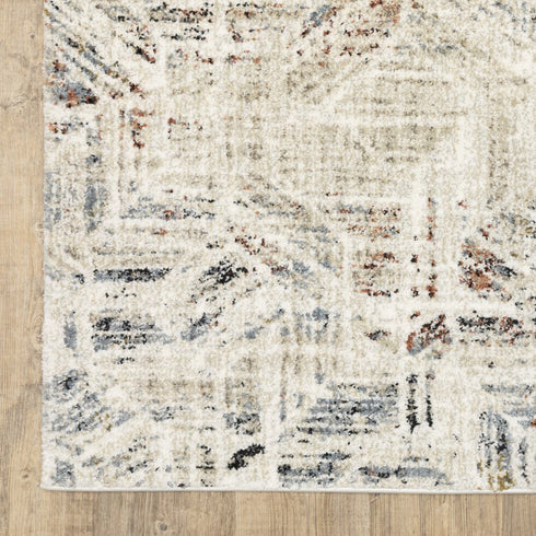 8' X 10' Beige And Blue Geometric Area Rug