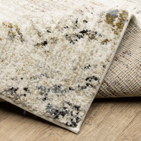 8' X 10' Beige And Blue Geometric Area Rug