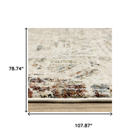 8' X 10' Beige And Blue Geometric Area Rug