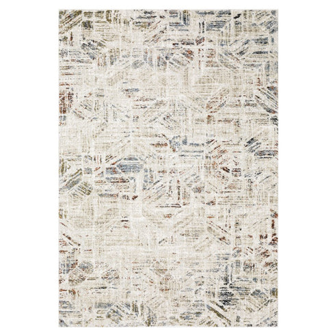 8' X 10' Beige And Blue Geometric Area Rug