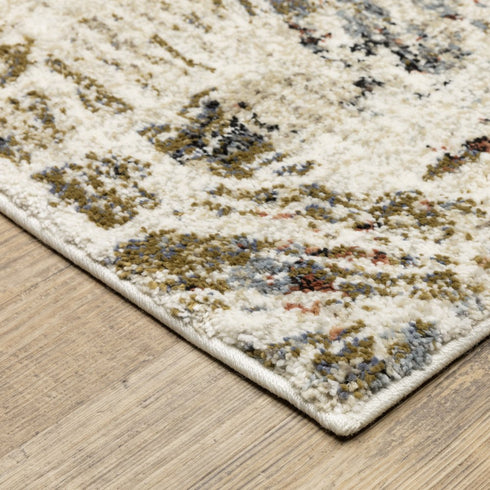 8' X 10' Beige And Blue Geometric Area Rug