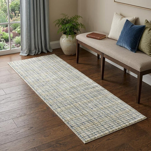 8' X 10' Blue And Rust Plaid Area Rug