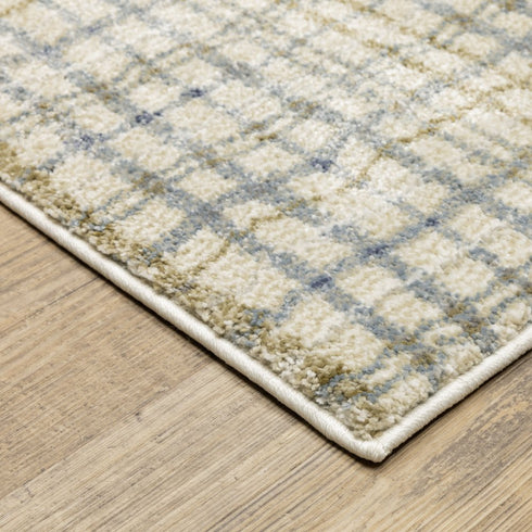 8' X 10' Blue And Rust Plaid Area Rug