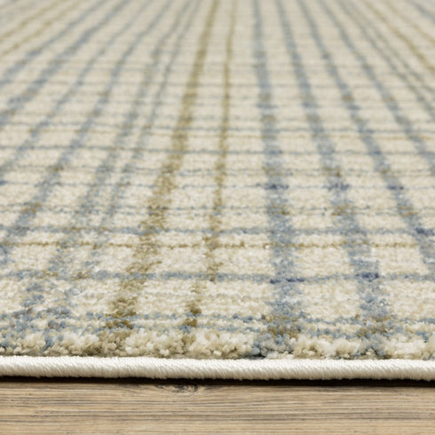 8' X 10' Blue And Rust Plaid Area Rug