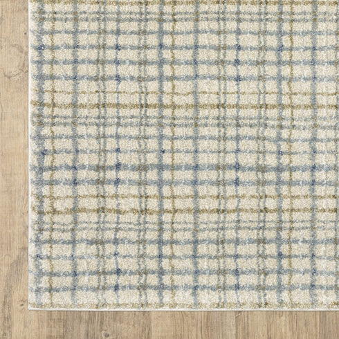 8' X 10' Blue And Rust Plaid Area Rug