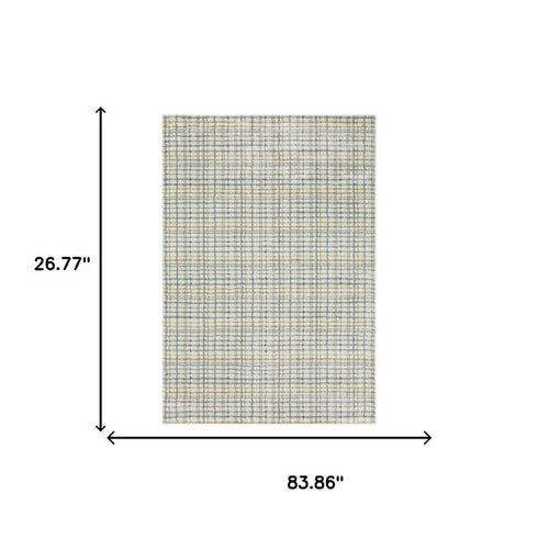 8' X 10' Blue And Rust Plaid Area Rug