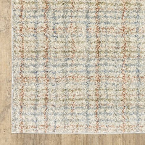 8' X 10' Blue And Rust Plaid Area Rug