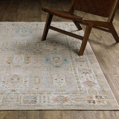 8' X 11' Beige And Blue Oriental Area Rug