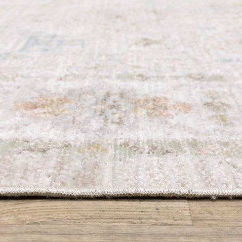 8' X 11' Beige And Blue Oriental Area Rug