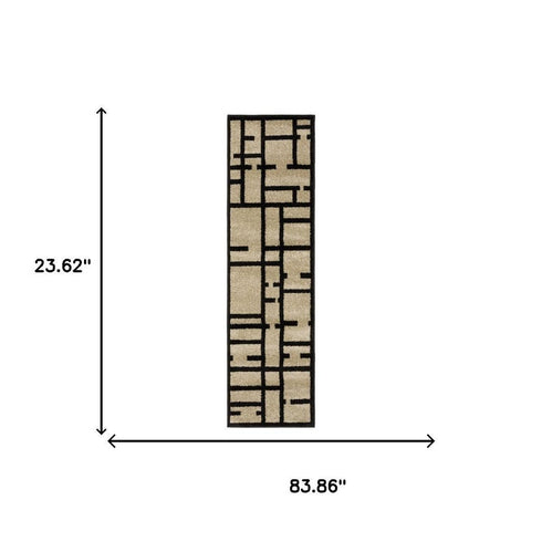 8' X 10' Beige And Ivory Geometric Area Rug