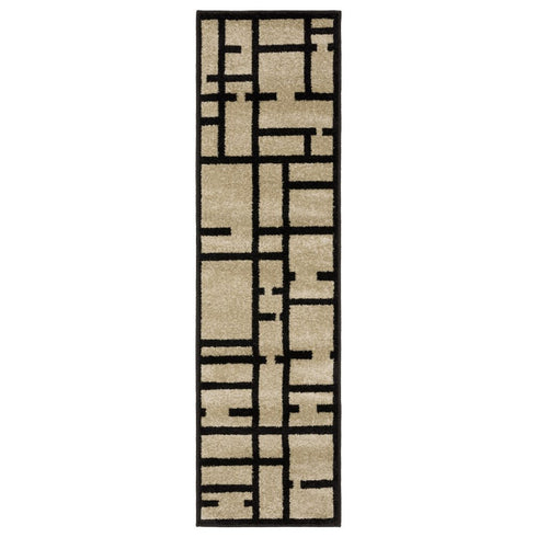 8' X 10' Beige And Ivory Geometric Area Rug