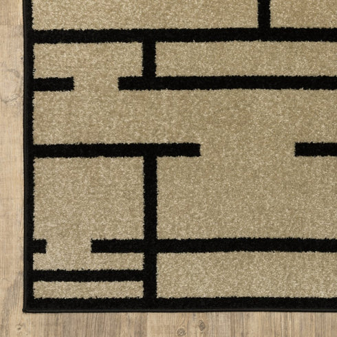 8' X 10' Beige And Ivory Geometric Area Rug