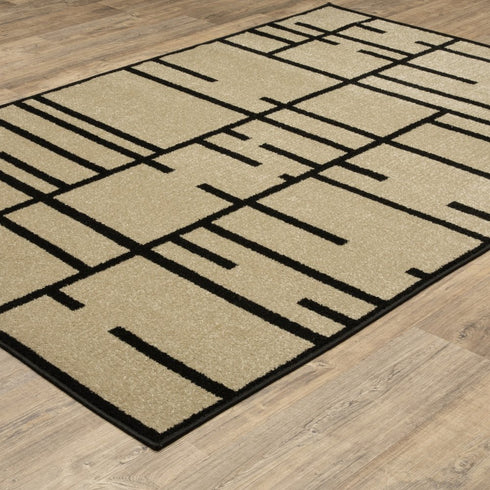 8' X 10' Beige And Ivory Geometric Area Rug