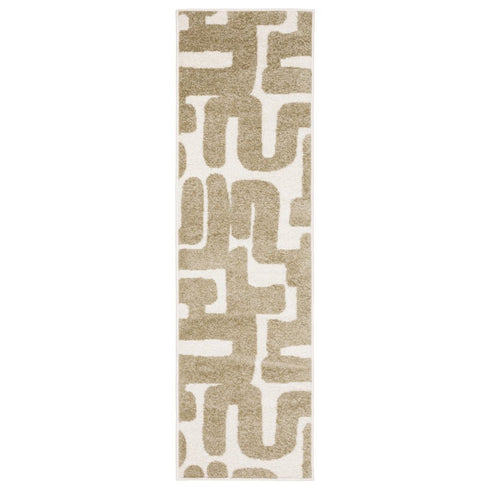 8' X 10' Beige And Ivory Abstract Area Rug