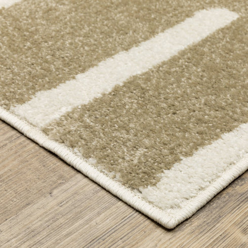 8' X 10' Beige And Ivory Abstract Area Rug