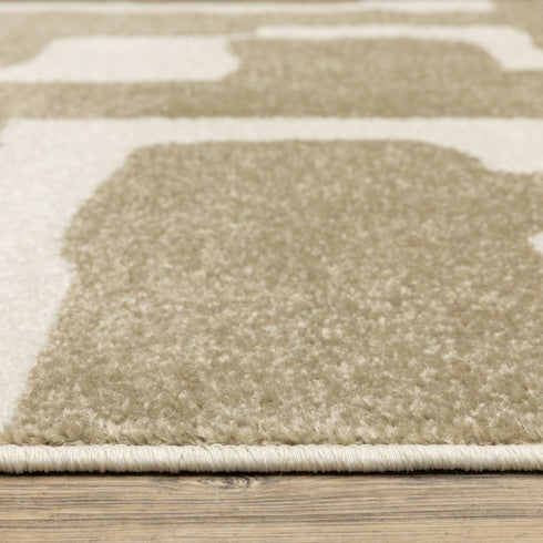 8' X 10' Beige And Ivory Abstract Area Rug