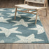 8' X 10' Blue And Ivory Starfish Area Rug
