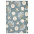 8' X 10' Blue And Beige Seashell and Coral Area Rug