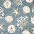 8' X 10' Blue And Beige Seashell and Coral Area Rug