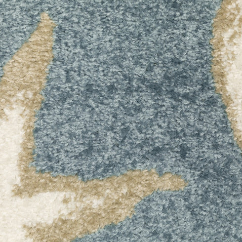 8' X 10' Blue And Beige Seashell and Coral Area Rug