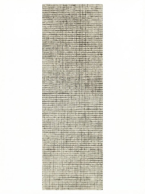 8' Beige And Black Checkered Area Rug