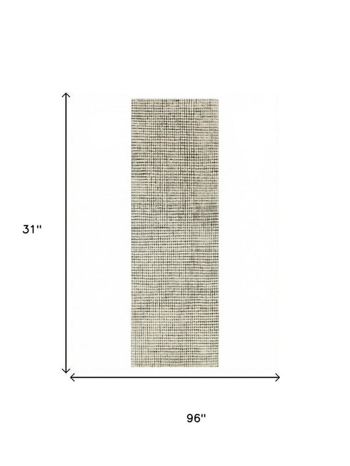 8' Beige And Black Checkered Area Rug
