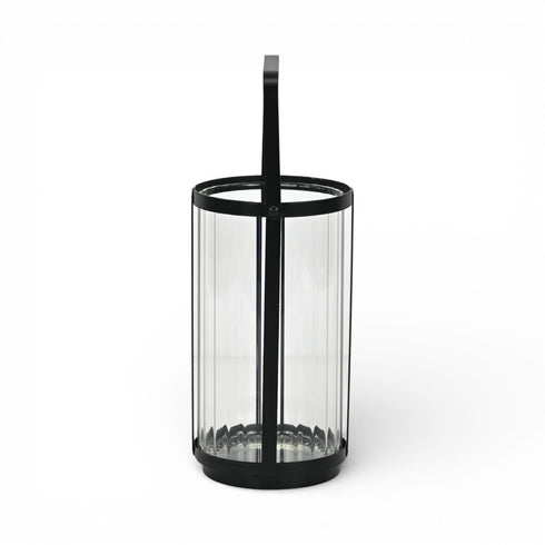 9" Black Glass Tabletop Lantern Candle Holder