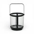 5" Black Glass Tabletop Lantern Candle Holder